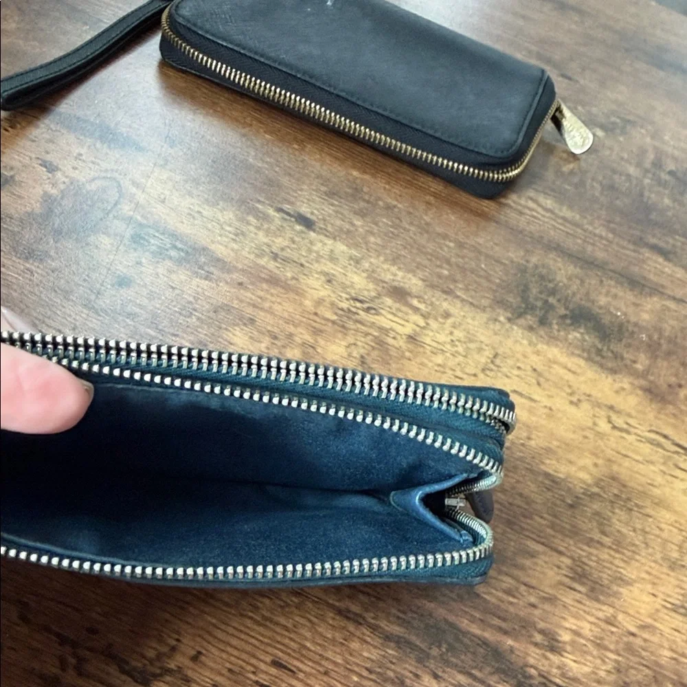 Coach Navy Leather Wristlet